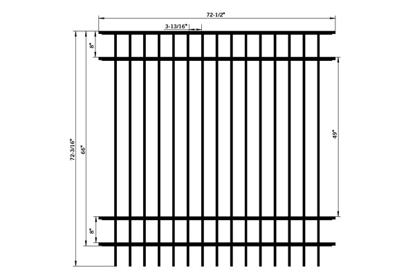 Bergalvani/Aluminium 3 Rel Panel Pagar Kolam Renang Hiasan Atas Rata